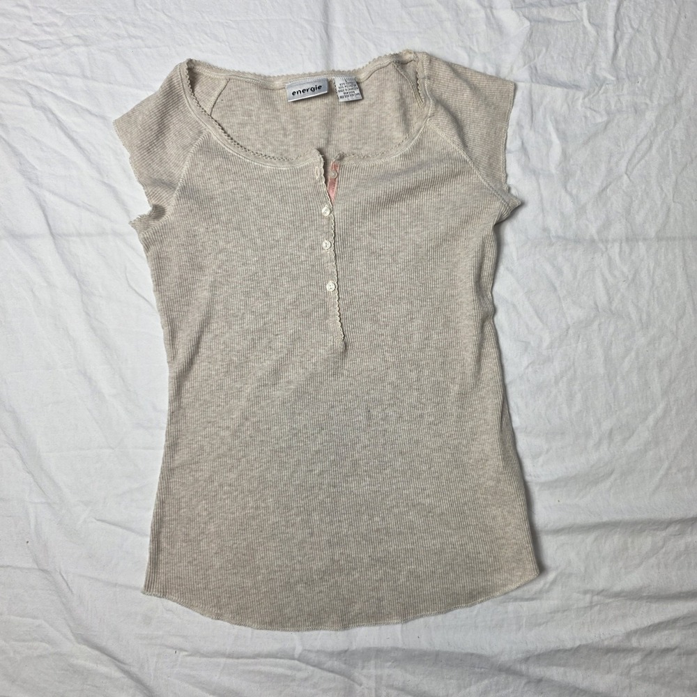 energie y2k women's henley short sleeve large